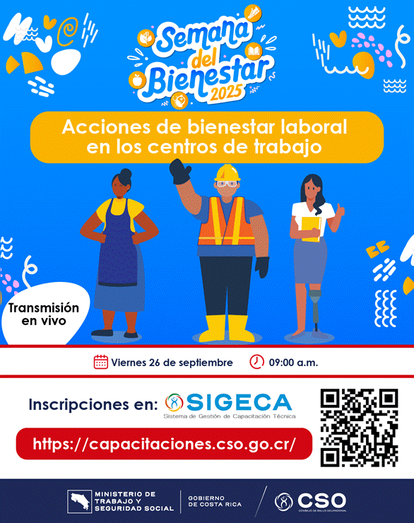 Transmisión en vivo Acciones de bienestar laboral en los centros de trabajo viernes 26 setiembre a las 9:00 am (Inscripción en SIGECA)